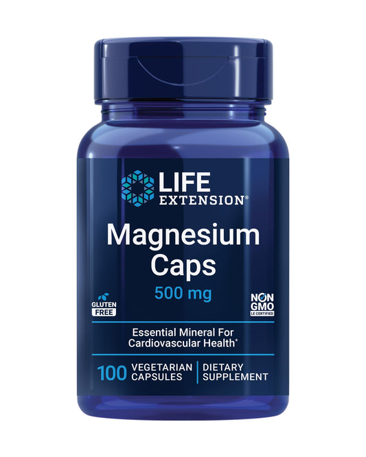 Pre-Order | Arrives in 5–10 Days – Life Extension Magnesium Caps, 500 mg, Magnesium Oxide, Citrate, and Succinate, Heart Health, Healthy Bones, Metabolism Support, 100 Vegetarian Capsules