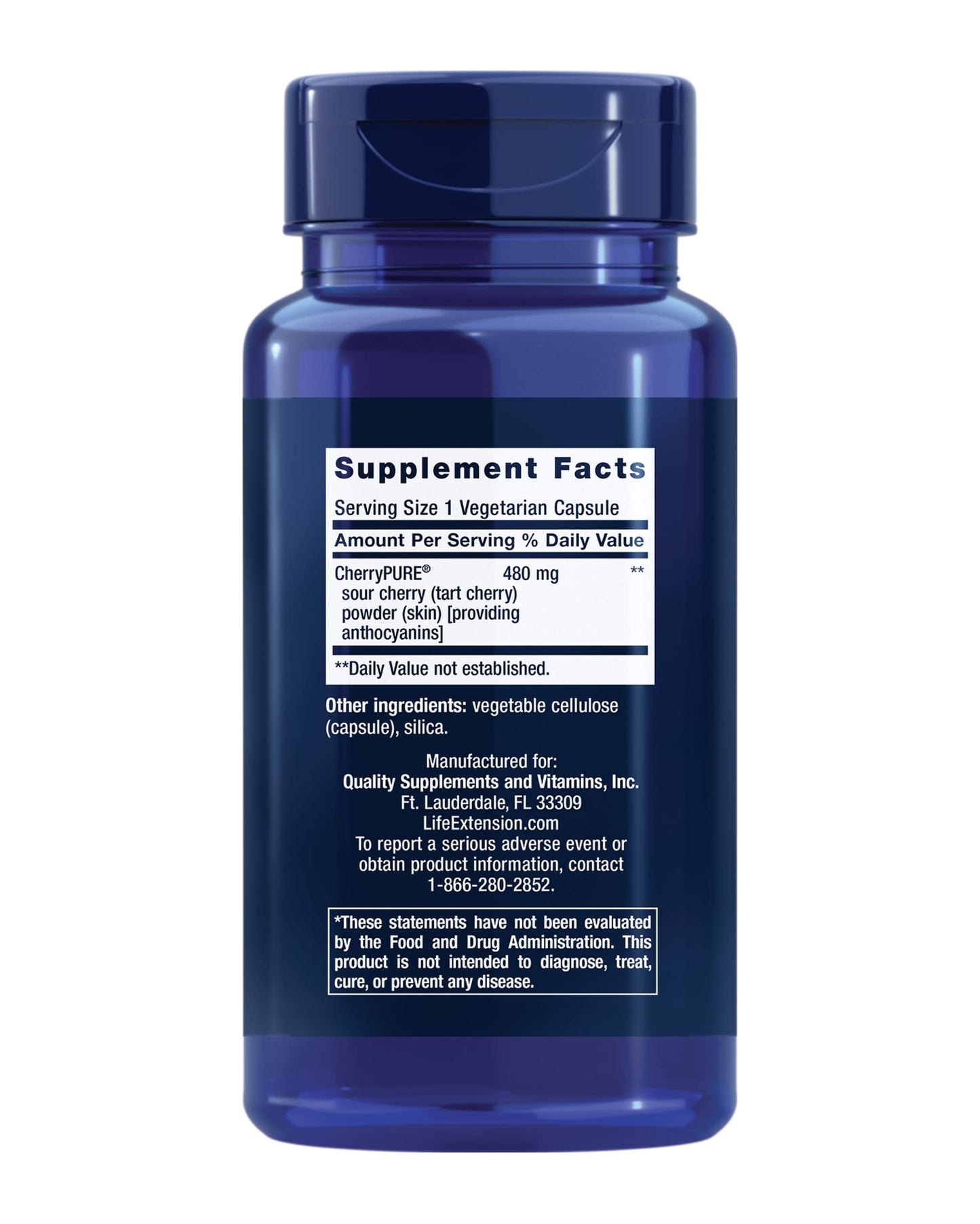 Pre-Order | Arrives in 5–10 Days – Life Extension Tart Cherry with CherryPURE®, anthocyanins, oxidative Stress, Muscle Recovery, Exercise Support, Muscle Comfort, Vegetarian, Gluten-Free, Non-GMO, 60 Capsules