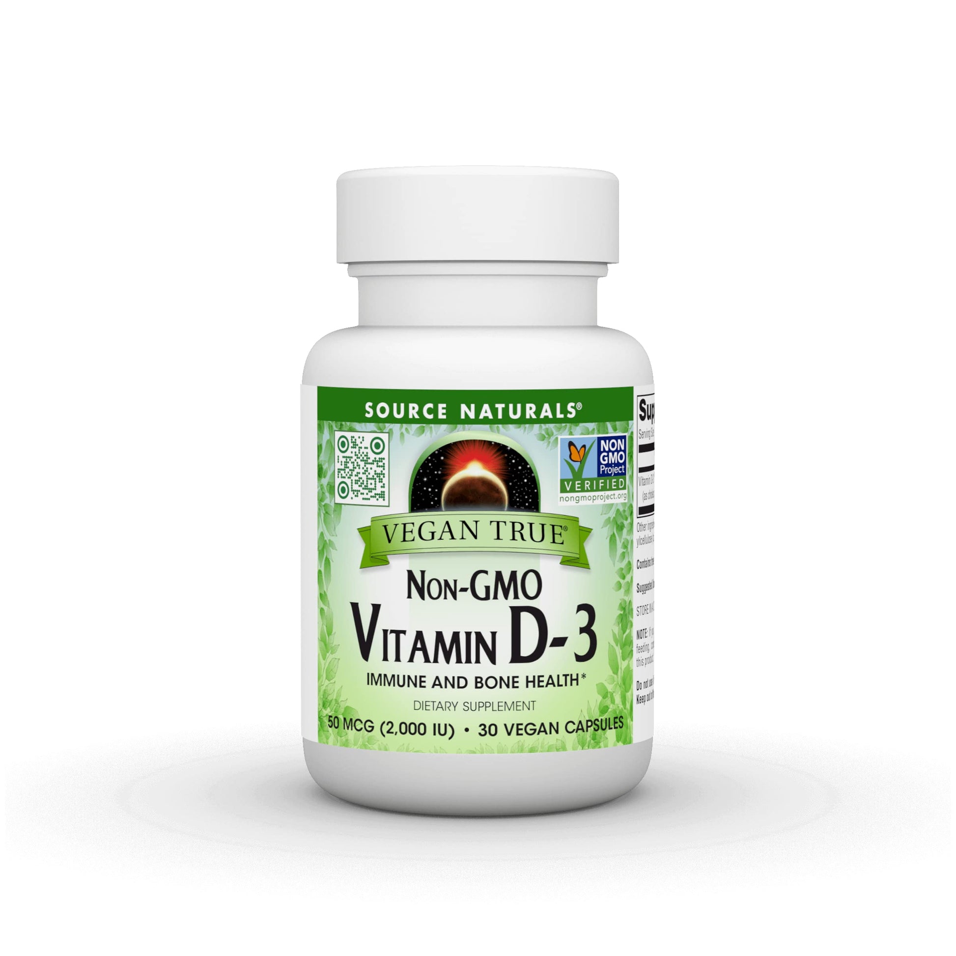 Pre-Order | Arrives in 5–10 Days – Source Naturals Vegan True, Non-GMO Vitamin D-3, Dietary Supplement for Immune and Bone Health*, 2,000 IU - 30 Capsules