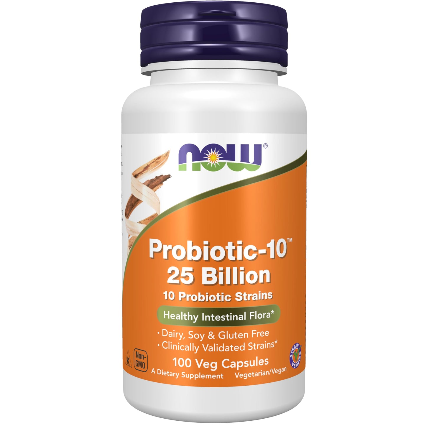 Pre-Order | Arrives in 5–10 Days – NOW Foods Supplements, Probiotic-10™, 25 Billion, with 10 Probiotic Strains, Dairy, Soy and Gluten Free, Strain Verified, 100 Veg Capsules