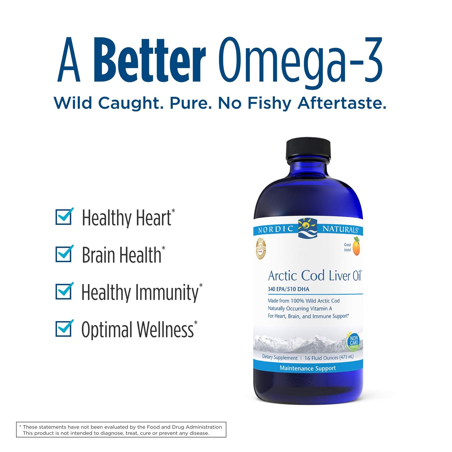 Pre-Order | Arrives in 5–10 Days – Nordic Naturals Pro Arctic Cod Liver Oil, Orange - 16 oz - 1060 mg Total Omega-3s with EPA & DHA - Heart & Brain Health, Healthy Immunity, Overall Wellness - Non-GMO - 96 Servings