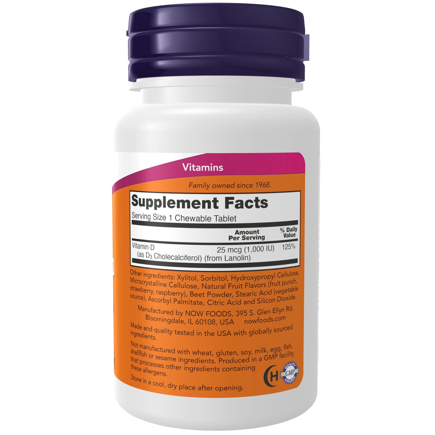 Pre-Order | Arrives in 5–10 Days – NOW Foods Supplements, Vitamin D-3 1,000 IU, Natural Fruit Flavor, Structural Support*, 180 Chewables