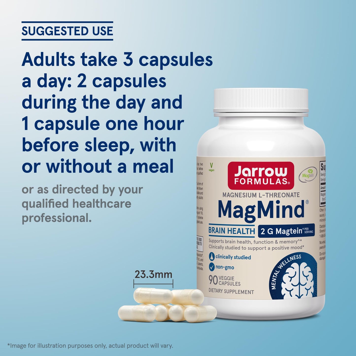 Pre-Order | Arrives in 5–10 Days – Jarrow Formulas Magnesium L-Threonate, MagMind Magtein Brain Supplements for Memory Support, 90 Veggie Capsules, Up to a 30 Day Supply