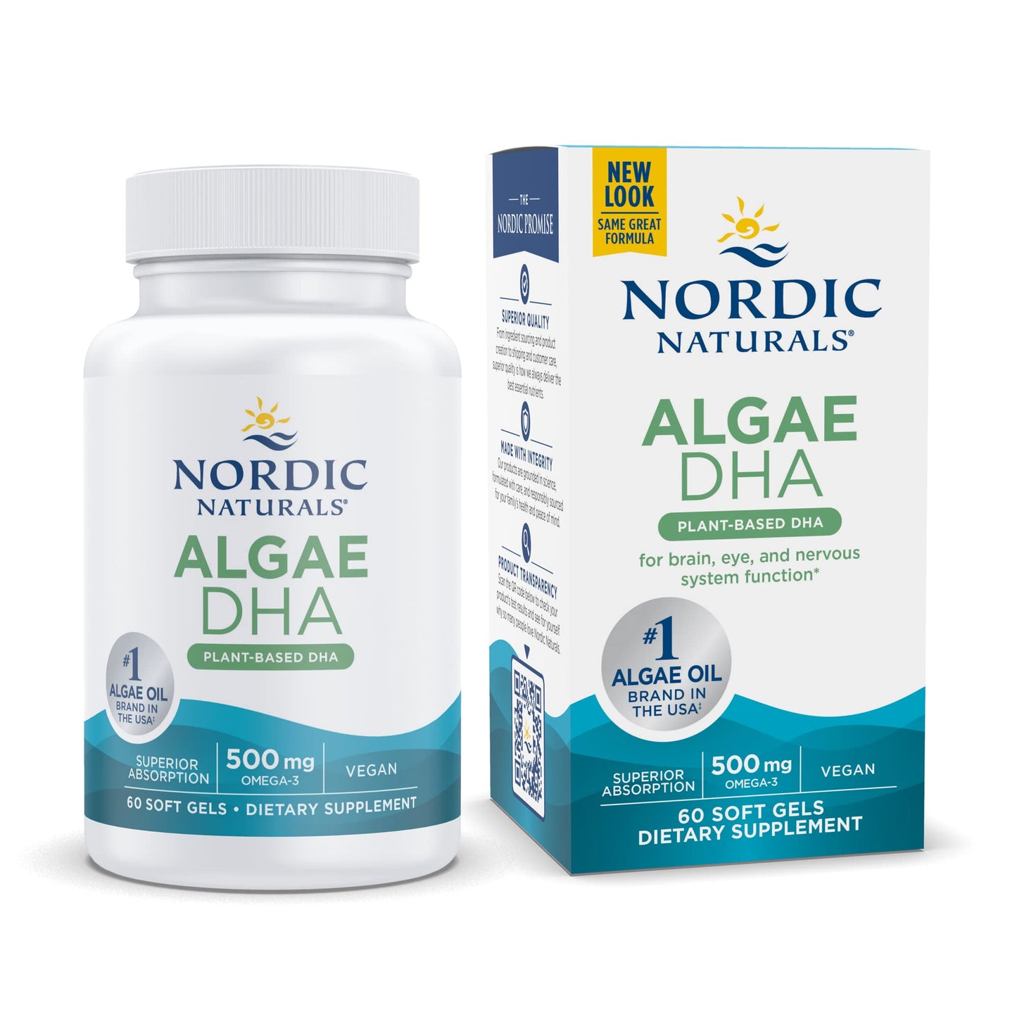 Pre-Order | Arrives in 5–10 Days – Nordic Naturals Algae DHA - 60 Soft Gels - 500 mg Omega-3 DHA - Certified Vegan Algae Oil - Plant-Based DHA - Brain, Eye & Nervous System Support - Non-GMO - 30 Servings