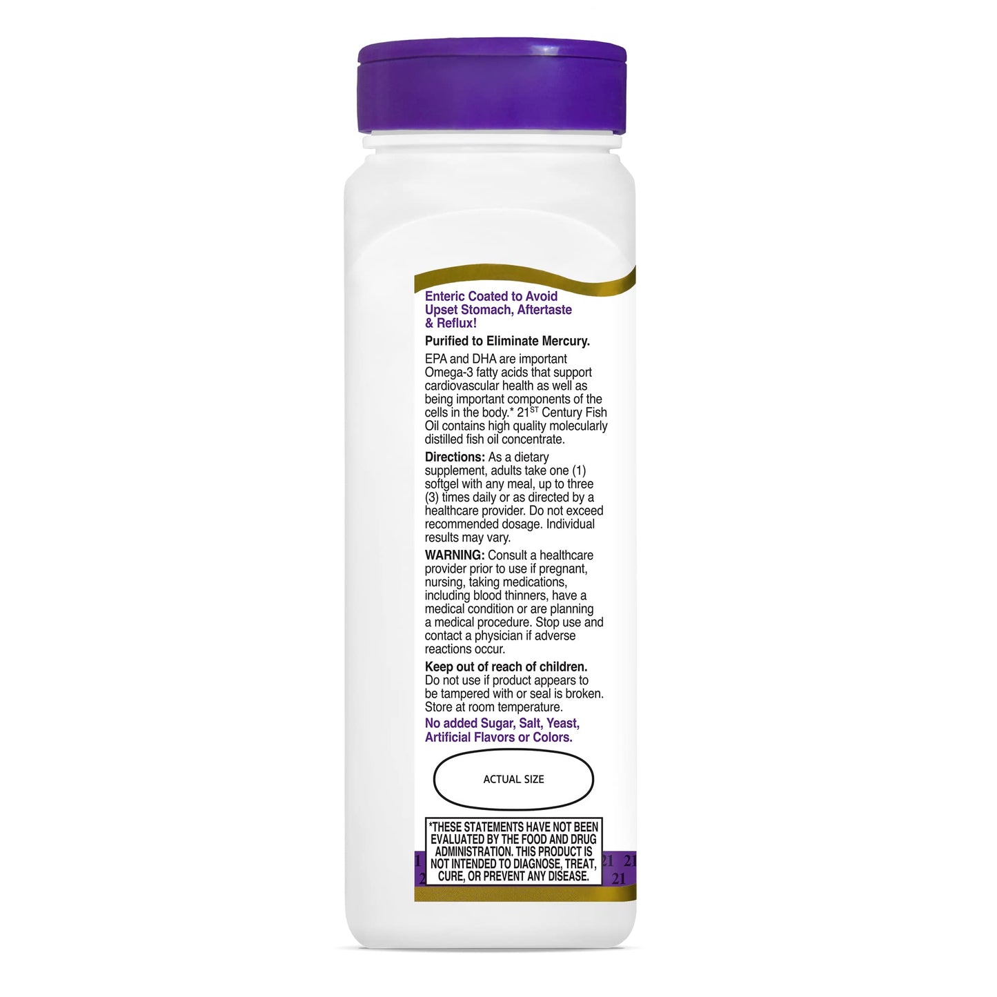 Pre-Order | Arrives in 5–10 Days – Fish Oil 1000 mg 90 Enteric Coated Softgels, 21st Century