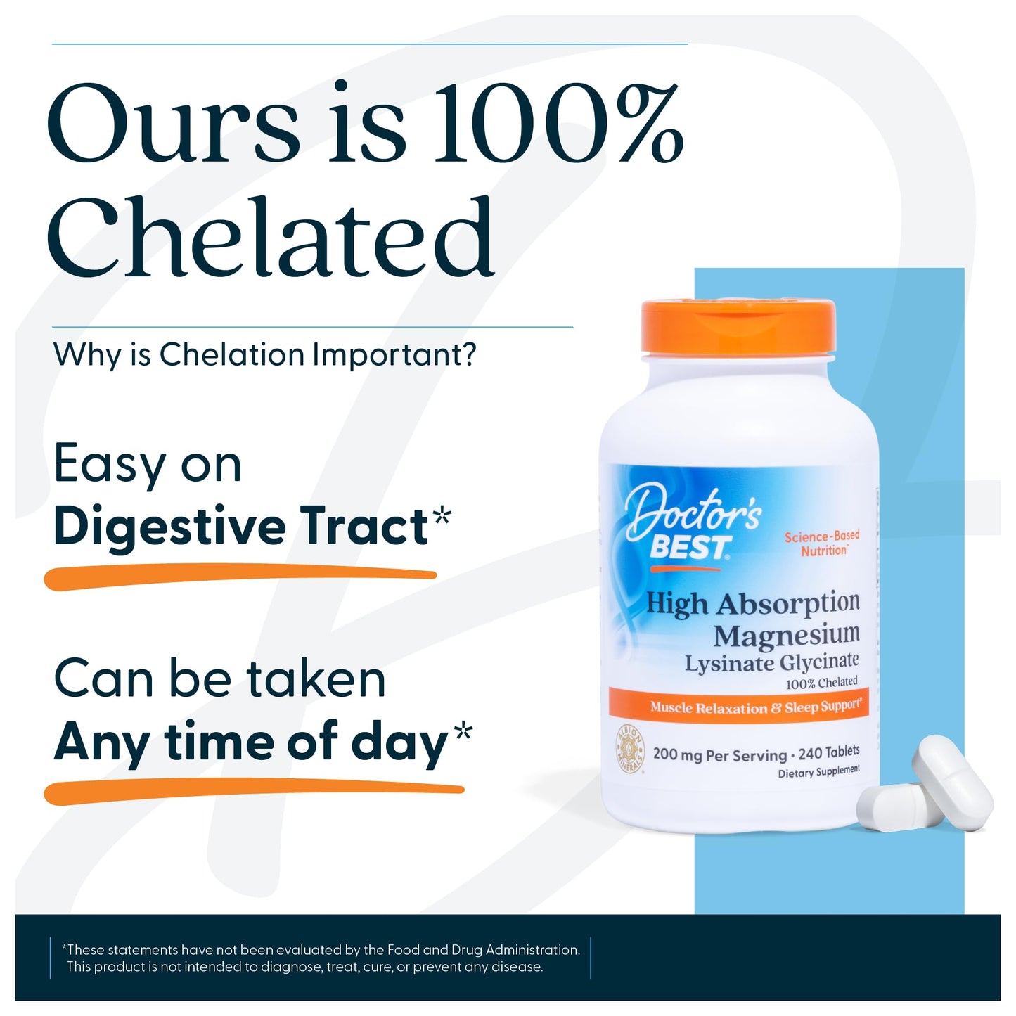 Pre-Order | Arrives in 5–10 Days – Doctor's Best High Absorption Magnesium Glycinate Lysinate, 100% Chelated, Non-GMO, Vegan, Gluten & Soy Free, 200 mg, 240 Count