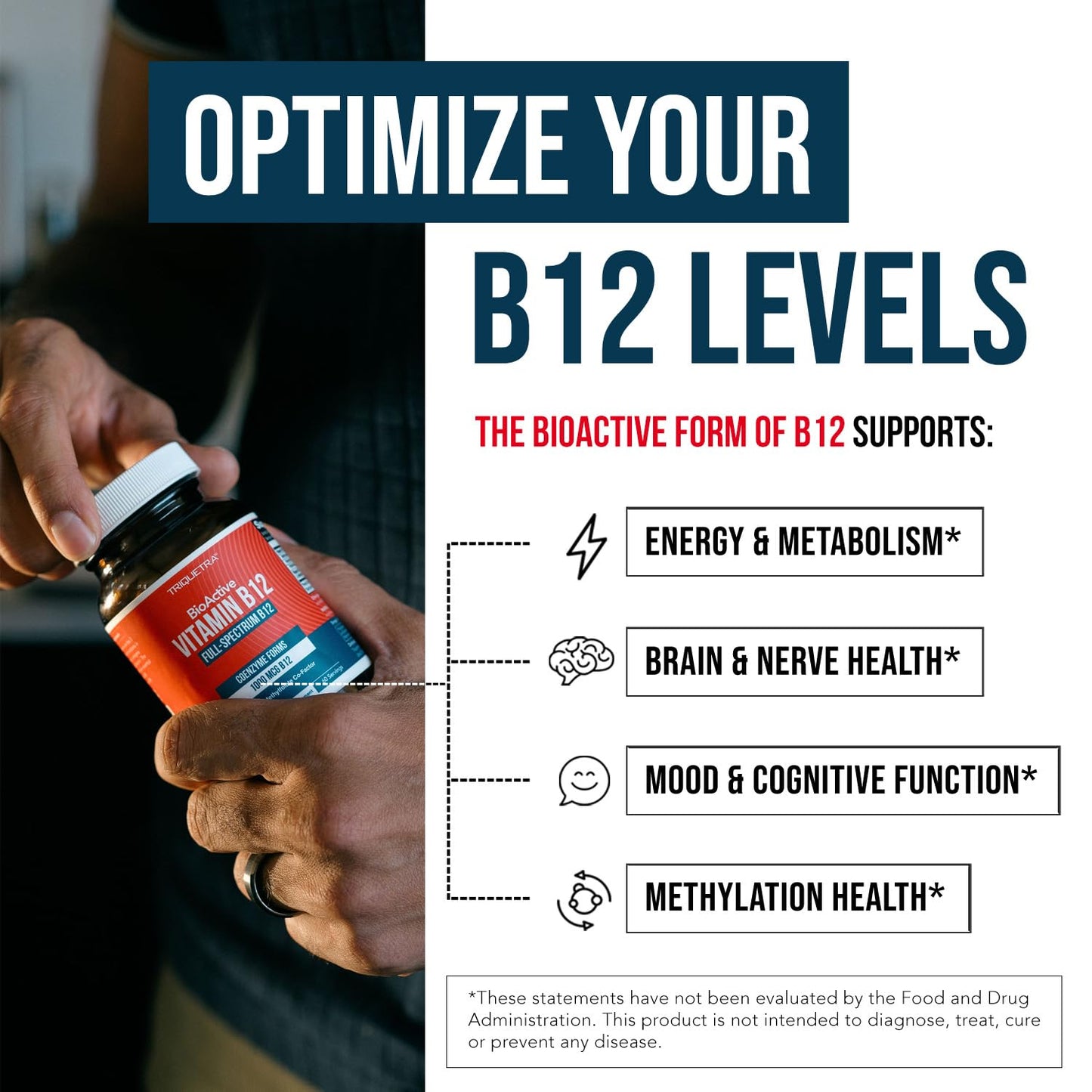Pre-Order | Arrives in 5–10 Days – 
BioActive Vitamin B12 1000 mcg | All 3 BioActive Forms B12 Plus Methylfolate Cofactor - Methyl B12, Adenosyl B12 & Hydroxy B12 | Supports Energy, B12 Levels & Mood | Vegan, Non-GMO (60 Servings)