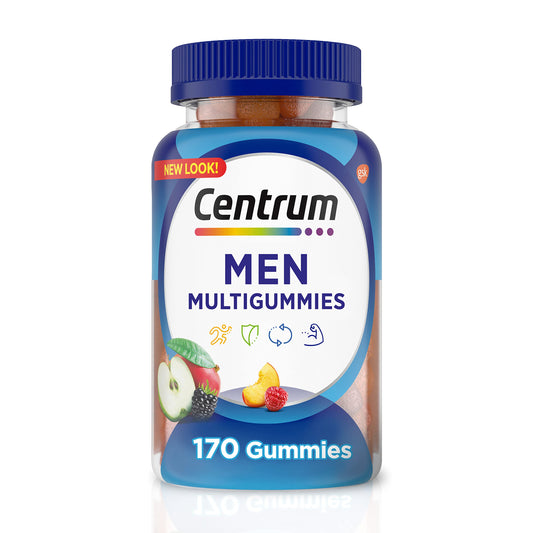 Pre-Order | Arrives in 5–10 Days – Centrum MultiGummies Gummy Multivitamin for Men, Multivitamin/Multimineral Supplement with Selenium, Antioxidants and Vitamin D3, Assorted Fruit Flavor - 170 Count