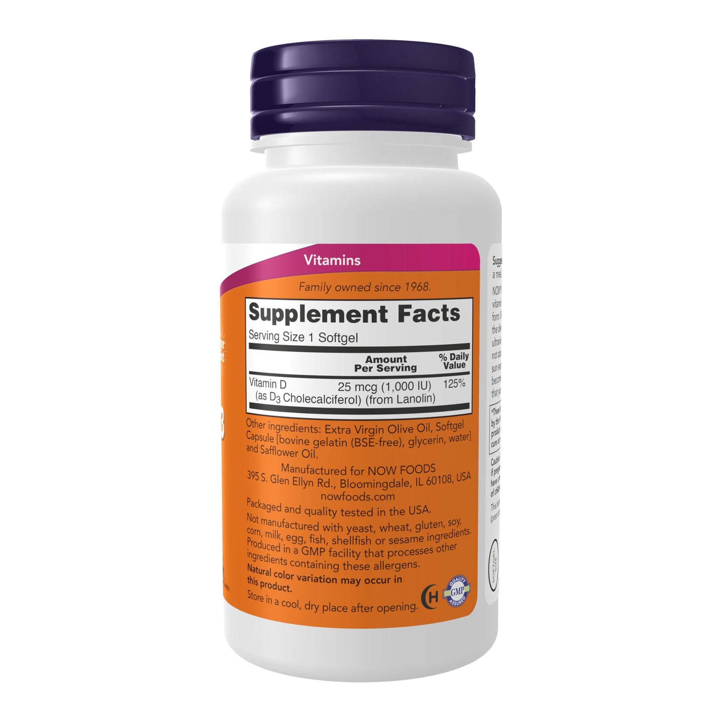 Pre-Order | Arrives in 5–10 Days – NOW Foods Supplements, Vitamin D-3 1,000 IU, High Potency, Structural Support*, 360 Softgels