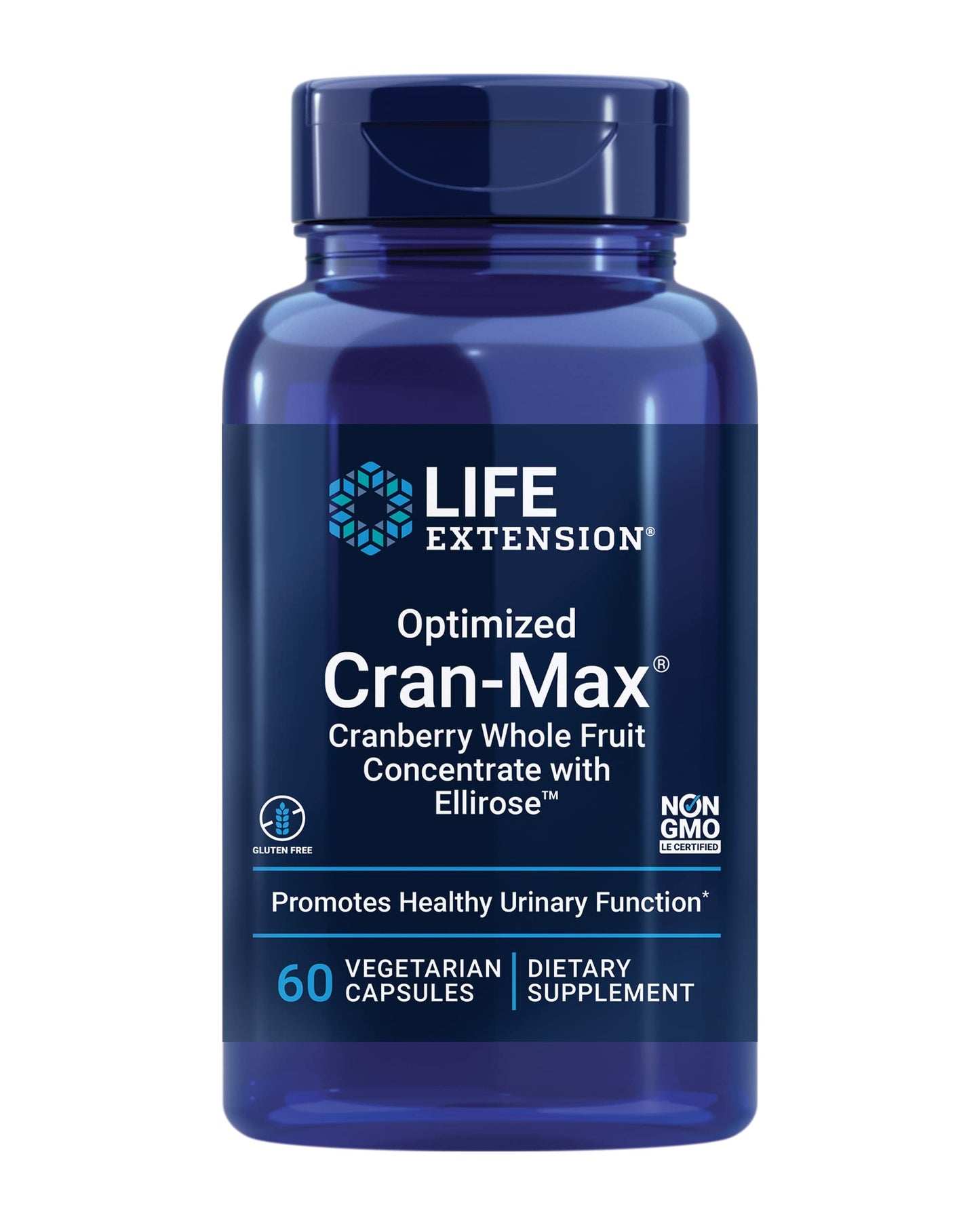 Pre-Order | Arrives in 5–10 Days – Life Extension Optimized Cran-Max®, Cranberry Whole Fruit Concentrate with Hibiscus Extract, Best in Class Support for Female Urinary Tract Health, Gluten-Free, Vegetarian, Non-GMO, 60 Capsules