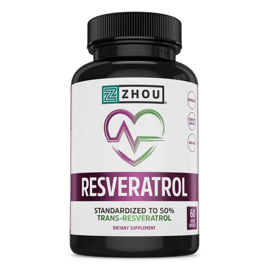Pre-Order | Arrives in 5–10 Days – Zhou Resveratrol Supplement | Healthy Aging, Immune System & Heart Health Support | Powerful Antioxidant Benefits | 30 Servings, 60 Veg Caps