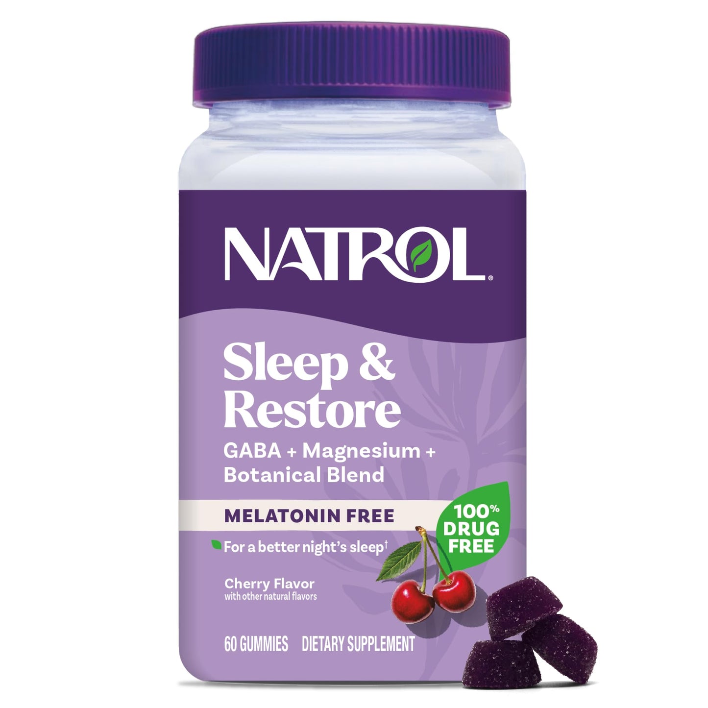 Pre-Order | Arrives in 5–10 Days – Natrol Sleep & Restore Magnesium Glycinate Gummies, Magnesium for Sleep Aids for Adults, Melatonin-Free, Cherry Flavored, 30 Day Supply