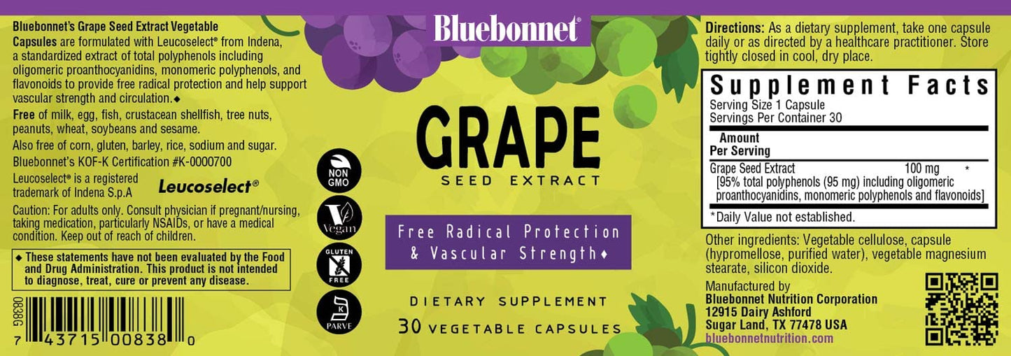 Pre-Order | Arrives in 5–10 Days – BlueBonnet Super Fruit Grape Seed Extract Supplement, 30 Count
