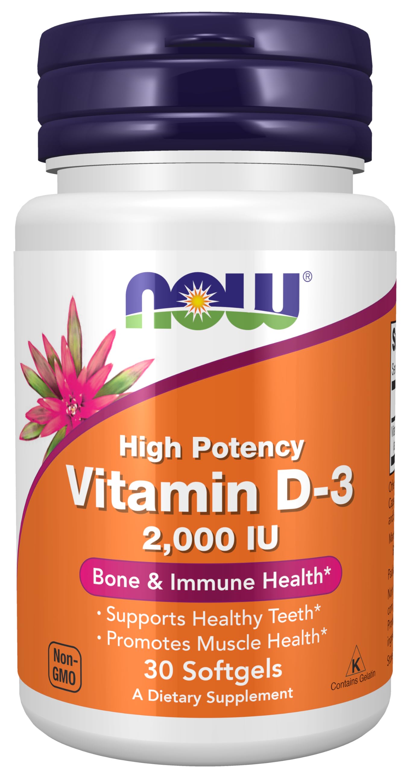 Pre-Order | Arrives in 5–10 Days – NOW Foods Supplements, Vitamin D-3 2,000 IU, High Potency, Structural Support*, 30 Softgels