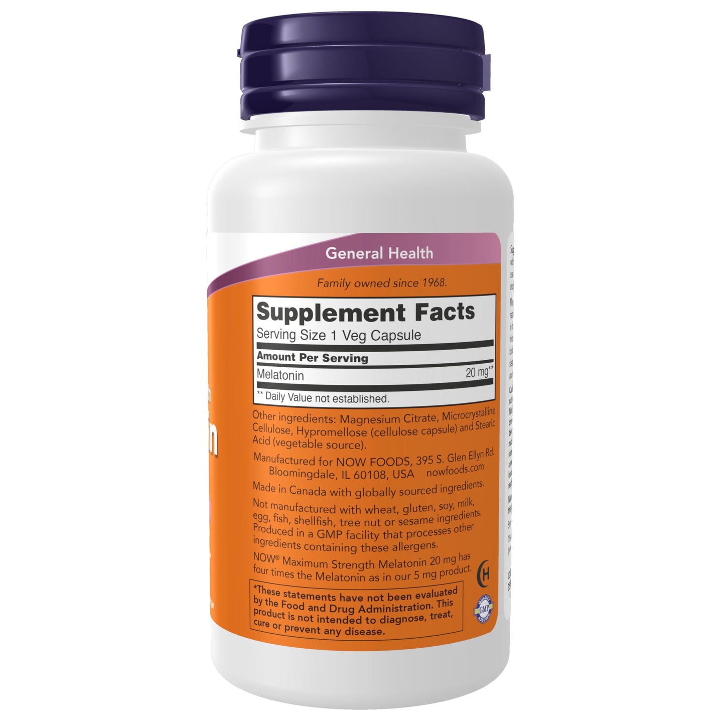 Pre-Order | Arrives in 5–10 Days – NOW Foods Supplements, Maximum Strength Melatonin 20 mg, Healthy Sleep Cycle*, Free Radical Scavenger*, Gastrointestinal Support*, 90 Veg Capsules