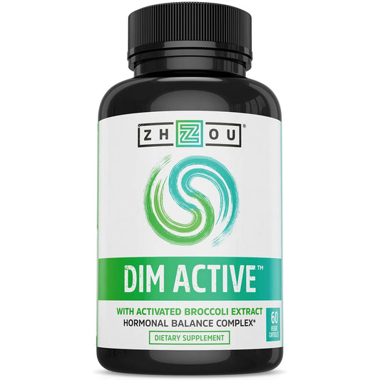 Pre-Order | Arrives in 5–10 Days – Zhou DIM Active - DIM Supplement, Hormone Balance for Women & Men, Hormonal Support with 250mg Diindolylmethane - 60 Vegan Capsules