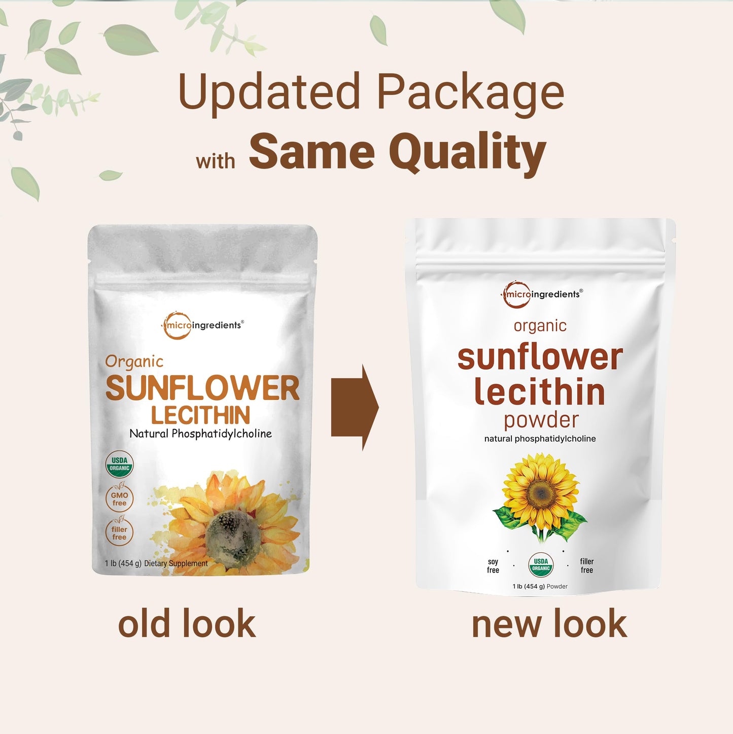 Pre-Order | Arrives in 5–10 Days – Micro Ingredients Organic Sunflower Lecithin Powder, 1 Pound, Sustainable Farmed, Cold Pressed, Rich in Phosphatidyl Choline and Protein, Making Liposomal Vitamin C, Lactation Supplement, Non-GMO