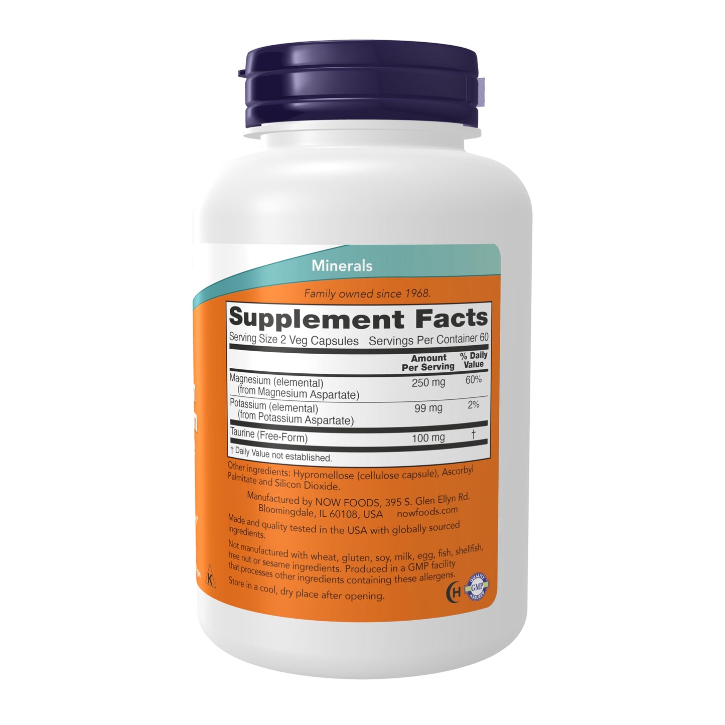 Pre-Order | Arrives in 5–10 Days – NOW Foods Supplements, Magnesium & Potassium Aspartate with Taurine, Heart Health*, 120 Veg Capsules