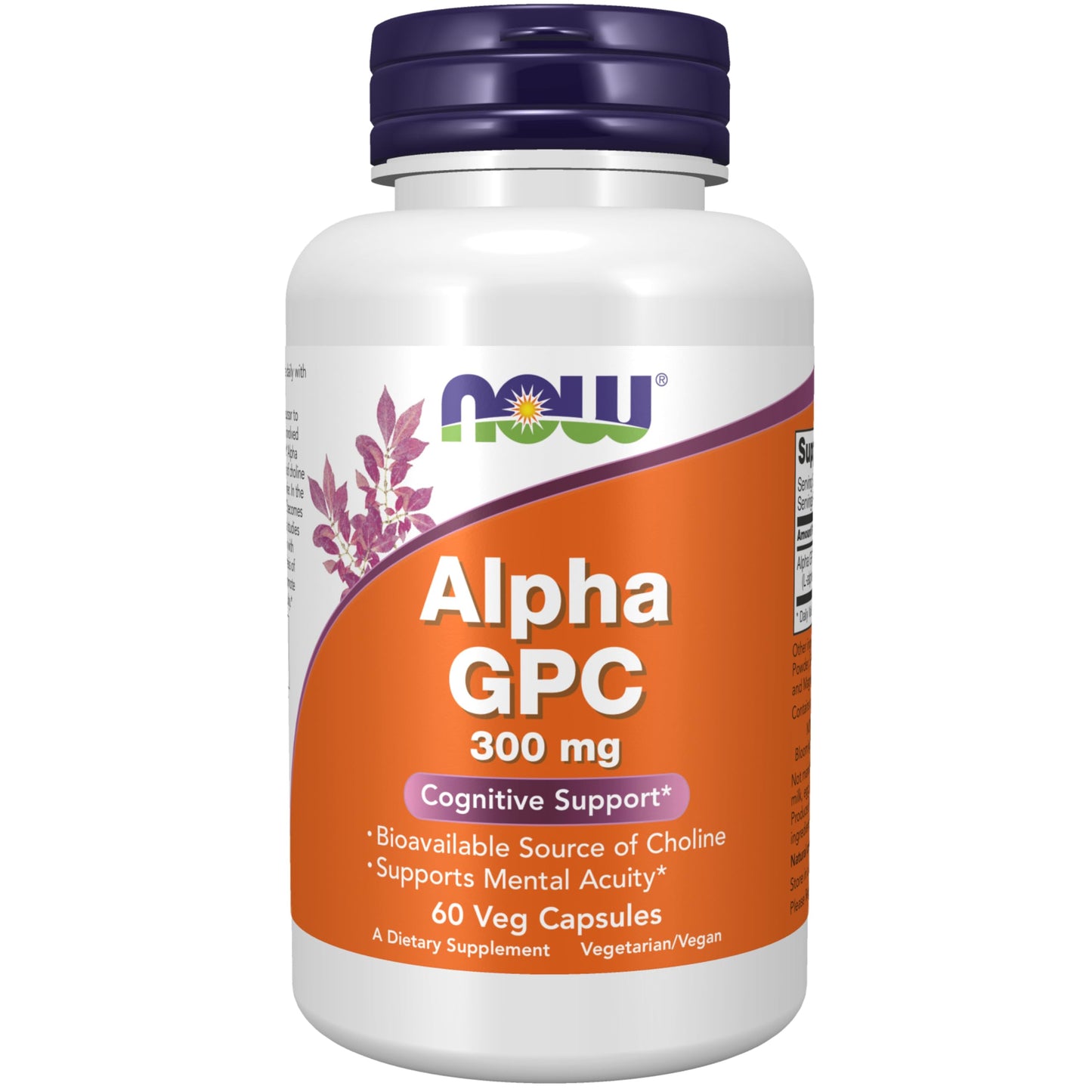 Pre-Order | Arrives in 5–10 Days – NOW Supplements, Alpha GPC 300 mg with Bioavailable Source of Choline, 60 Veg Capsules