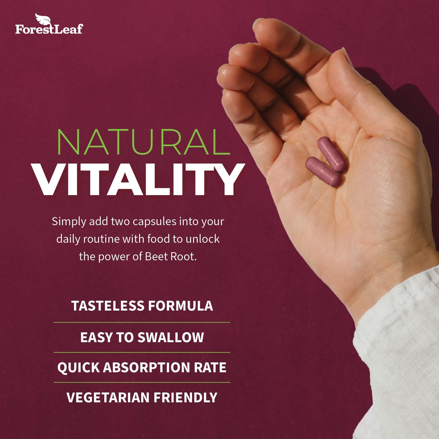 Pre-Order | Arrives in 5–10 Days – ForestLeaf Organic Beet Root Capsules - with Ginger & Grape Seed 16000mg Strength 20:1 Extract, Supports Nitric Oxide Production, Beets Supplements with Organic Non-GMO Beetroot Powder 120 Veggie Caps