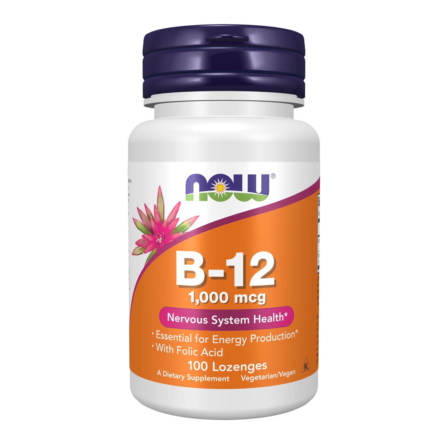 Pre-Order | Arrives in 5–10 Days – NOW Supplements, Vitamin B-12 1,000 mcg with Folic Acid, Nervous System Health*, 100 Chewable Lozenges