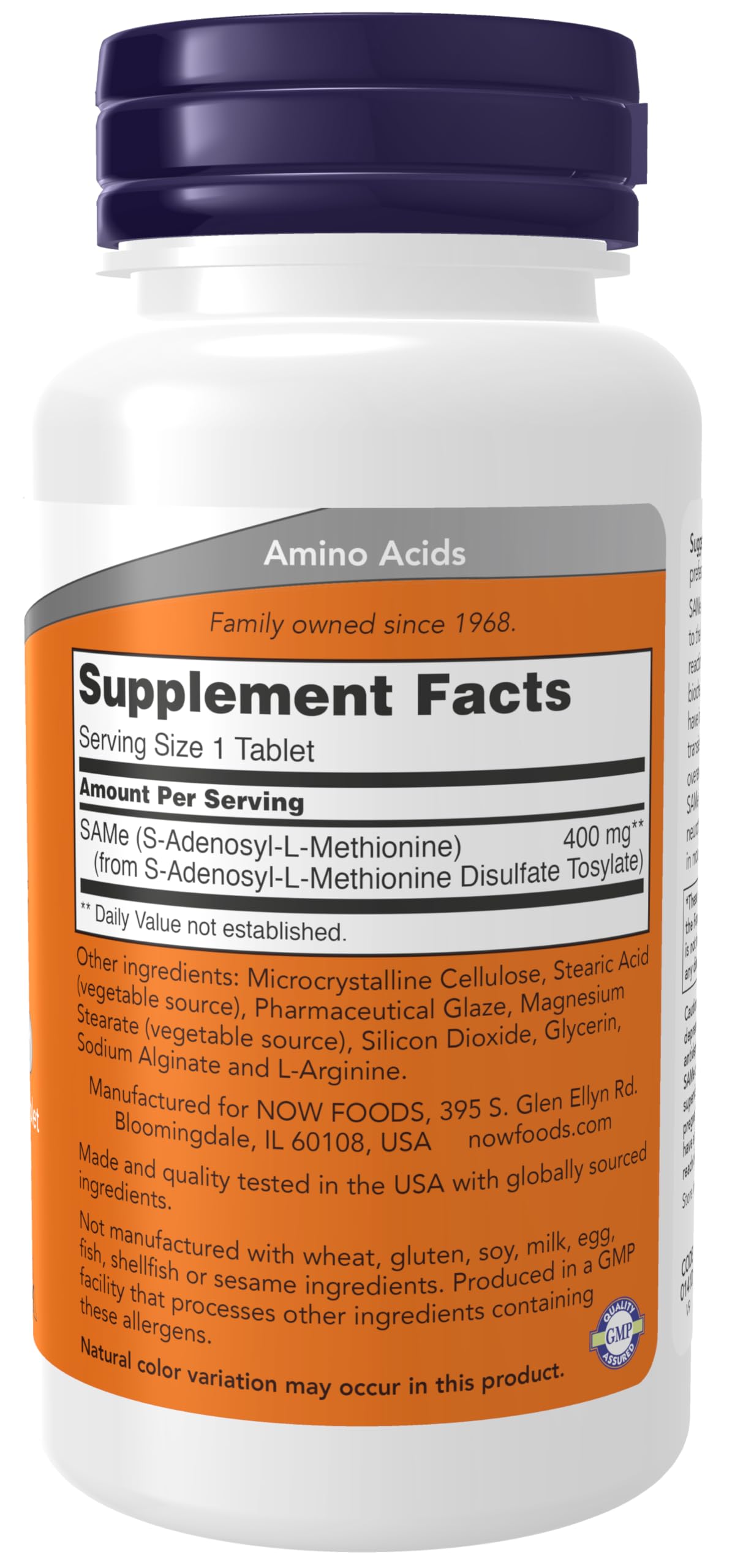 Pre-Order | Arrives in 5–10 Days – NOW Foods Supplements, SAMe (S-Adenosyl-L-Methionine) 400 mg, Nervous System Support*, 60 Tablets