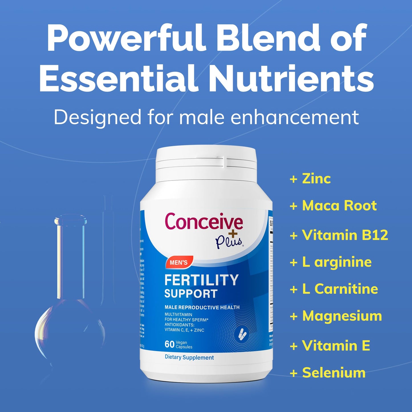 Pre-Order | Arrives in 5–10 Days – CONCEIVE PLUS Men's Fertility Support | Male Fertility Supplement for Healthy Sperm, Daily Multivitamin for Men with Vitamin C, Vitamin E, Selenium, Zinc, 30 Days