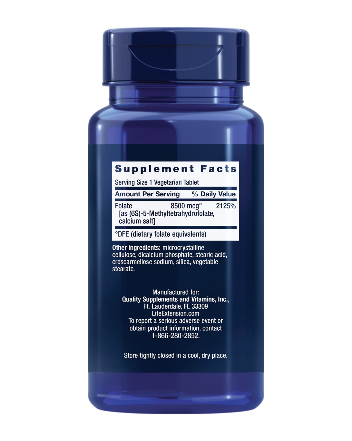 Pre-Order | Arrives in 5–10 Days – Life Extension High Potency Optimized Folate – L-methylfolate – Folic Acid, 8500 mcg DFE – Heart & Brain Support, Healthy Homocysteine Levels – Gluten-Free, Non-GMO, Vegetarian – 30 Tablets