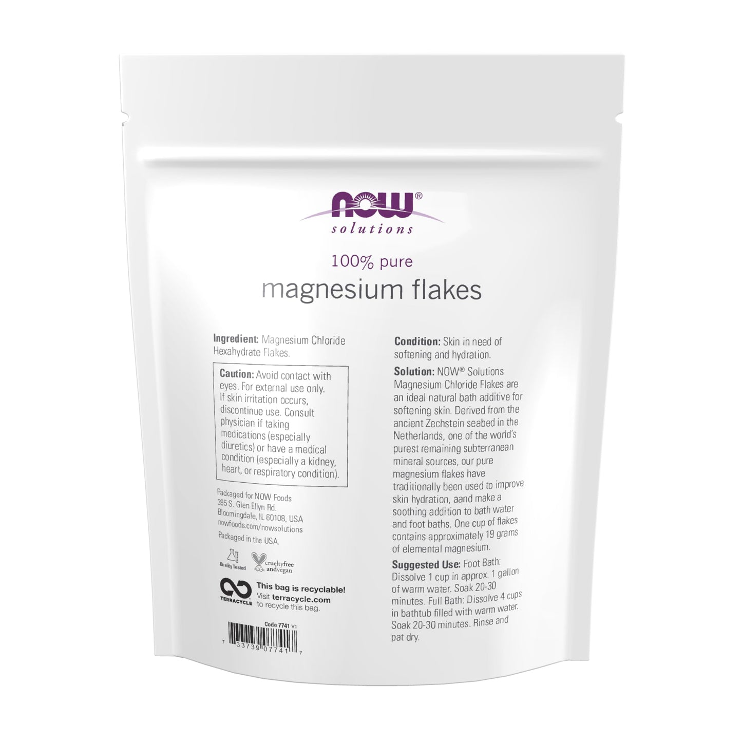Pre-Order | Arrives in 5–10 Days – NOW Foods Solutions, Magnesium Flakes, 100% Pure, from The Ancient Zechstein Seabed, Highly Concentrated, 26.5-Ounce