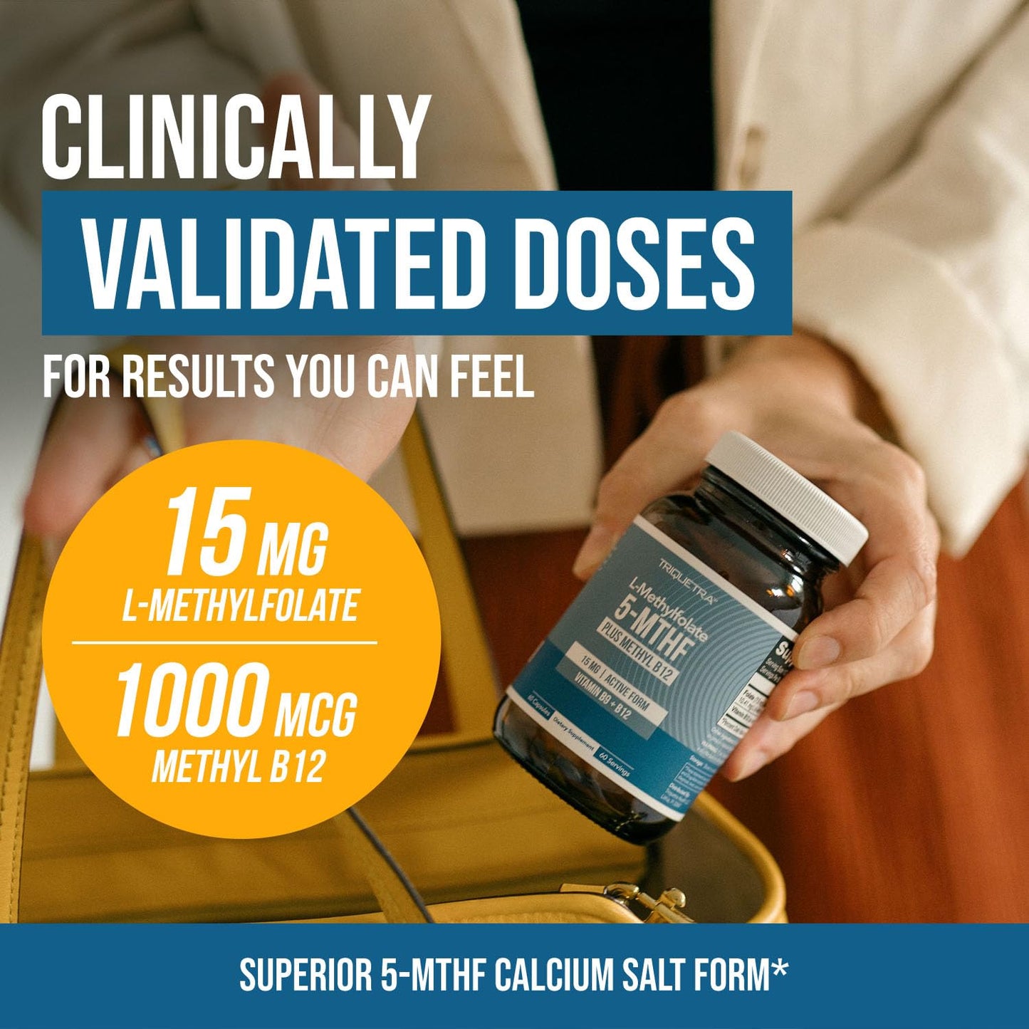 Pre-Order | Arrives in 5–10 Days – 
L Methyl Folate 15mg Plus Methyl B12 Cofactor – High Potency, Active 5-MTHF Form - Supports Mood, Methylation, Cognition – Bioactive Forms of Vitamin B9 & B12 (60 Capsules – 60 Servings)