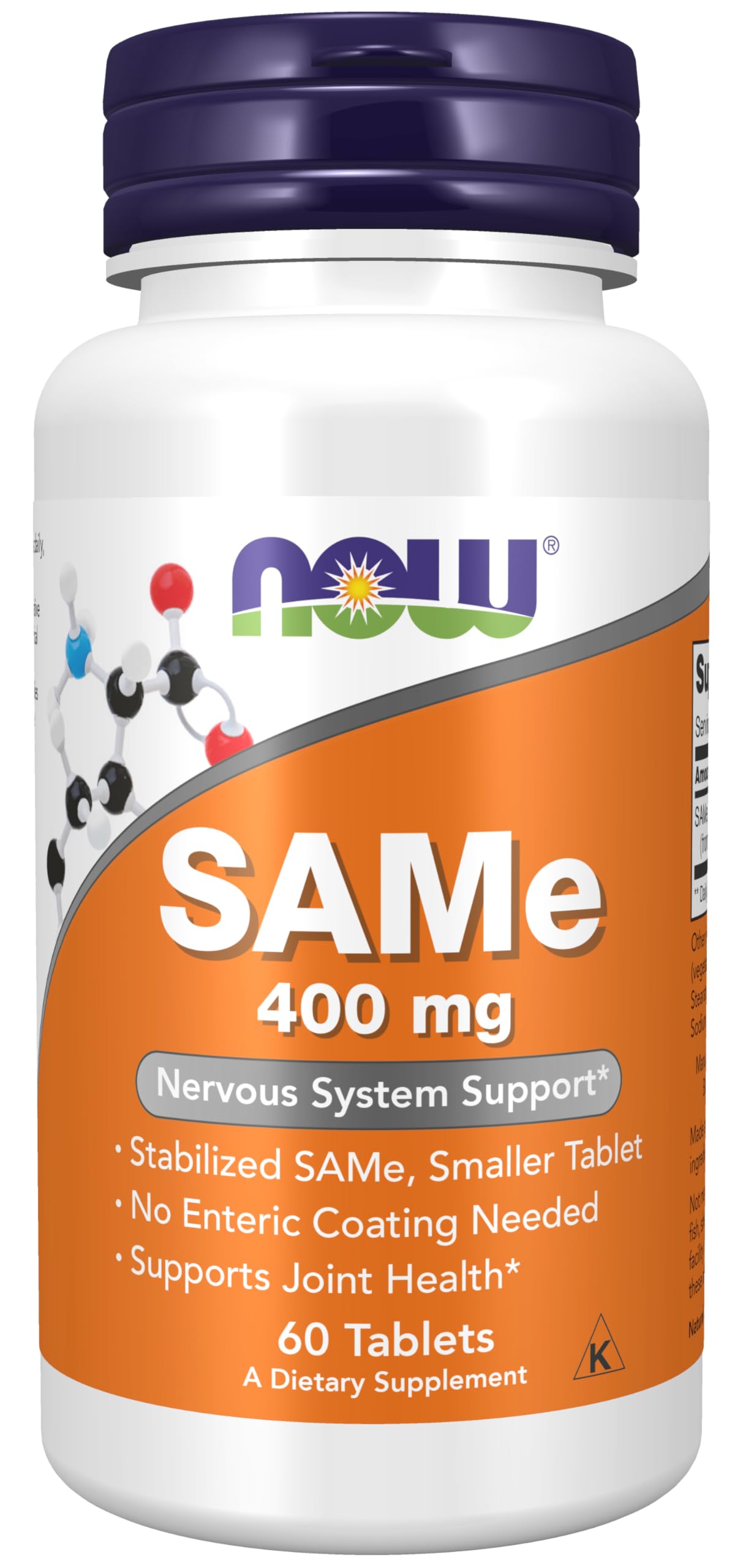 Pre-Order | Arrives in 5–10 Days – NOW Foods Supplements, SAMe (S-Adenosyl-L-Methionine) 400 mg, Nervous System Support*, 60 Tablets
