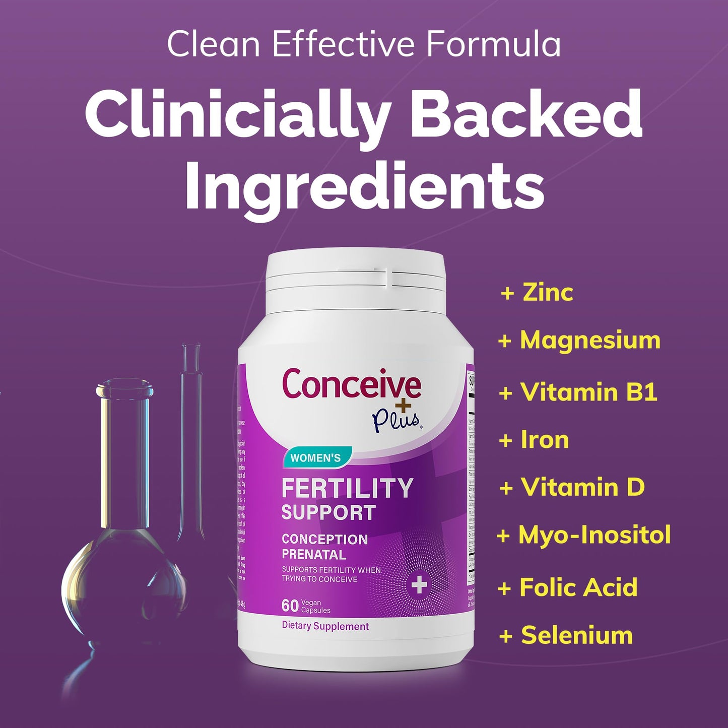 Pre-Order | Arrives in 5–10 Days – CONCEIVE PLUS Women's Fertility Support: Conception Prenatal Supplements for Her, Aids Hormonal Balance, & Regular Cycles - Folic Acid, B12, Zinc, Biotin, Non-GMO - 60 Vegetarian Soft Capsules