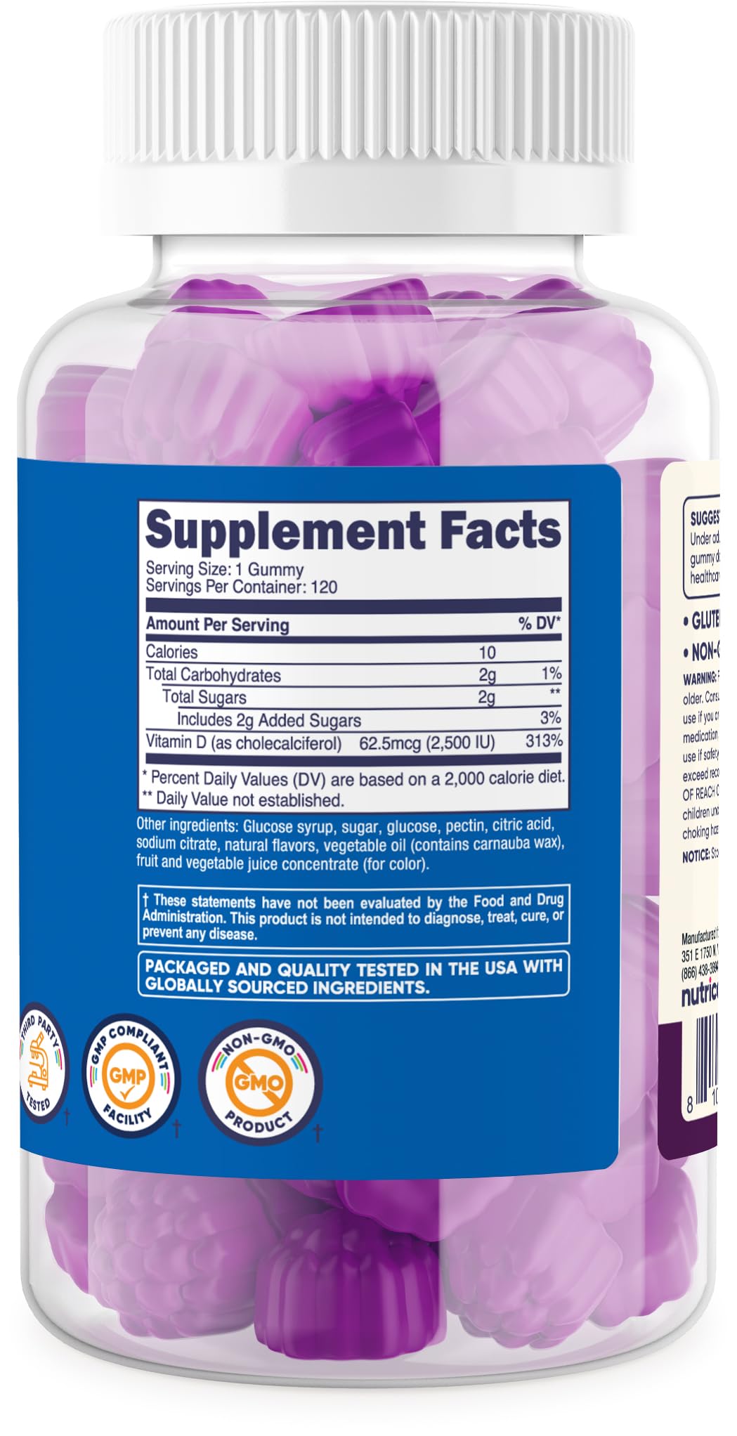 Pre-Order | Arrives in 5–10 Days – 
Nutricost Kids Vitamin D3 Gummies 2,500 IU (62.5mcg), 120 Gummies - Mixed Berry Flavored