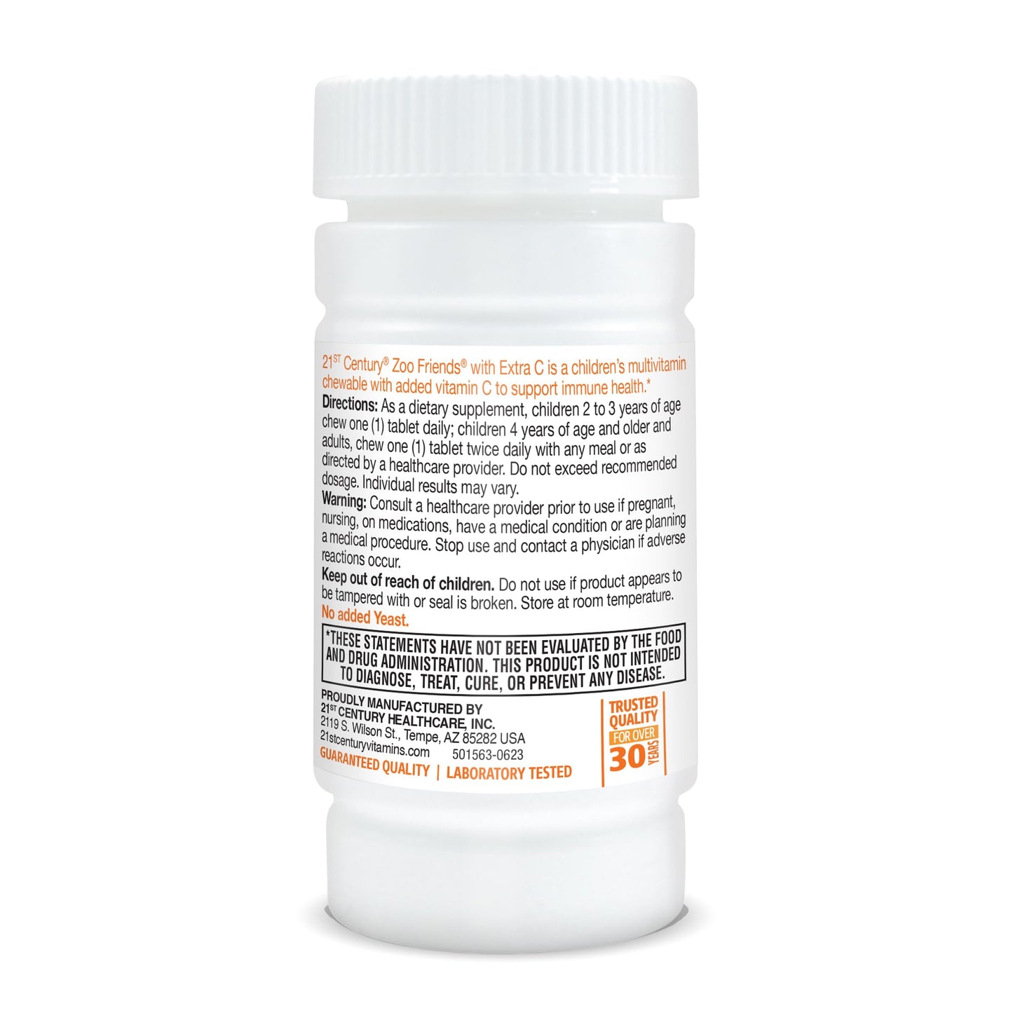 Pre-Order | Arrives in 5–10 Days – 21st Century Zoo Friends with Extra C Chewable Tablets, 60 Count