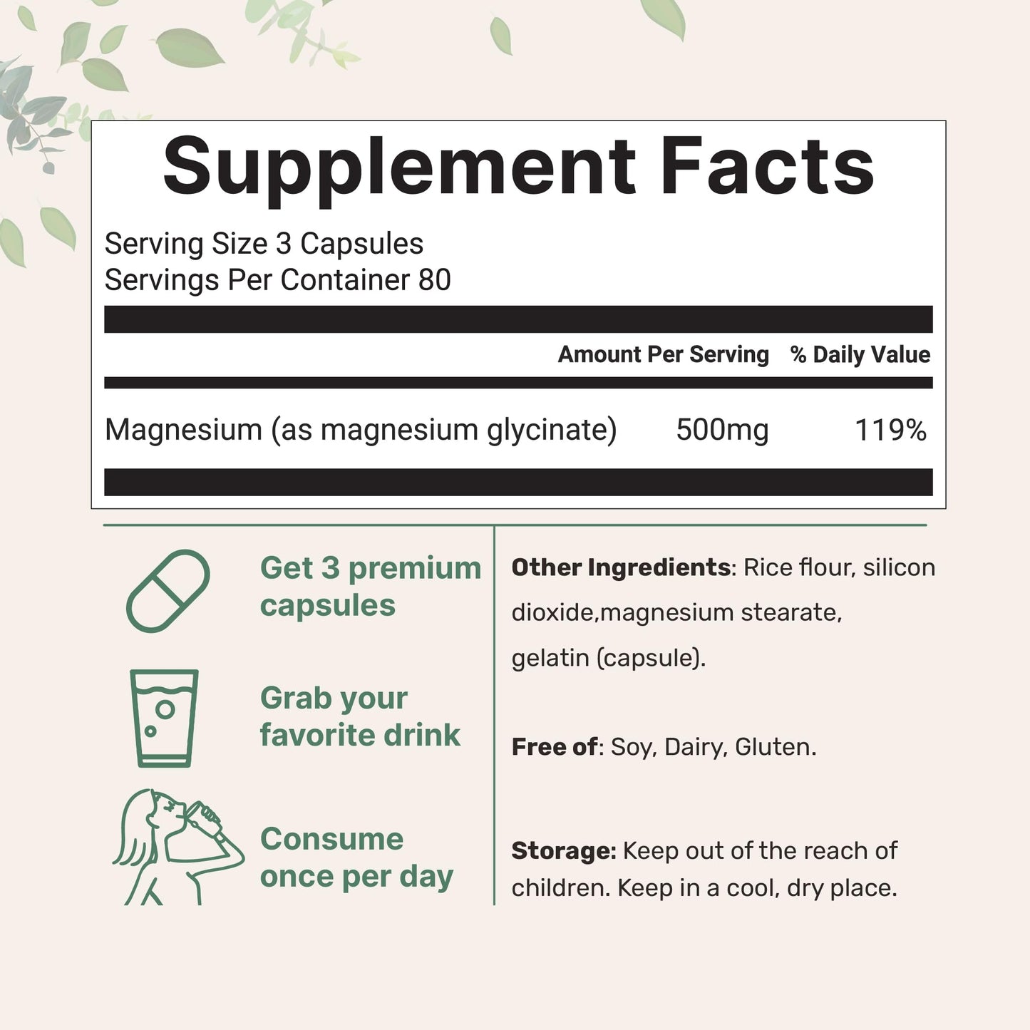 Pre-Order | Arrives in 5–10 Days – Magnesium Glycinate 500mg Per Serving, 240 Capsules | Potent Elemental Form, 100% Chelated, High Absorption | Healthy Muscle, Bones, & Mood Support Supplement | Non-GMO