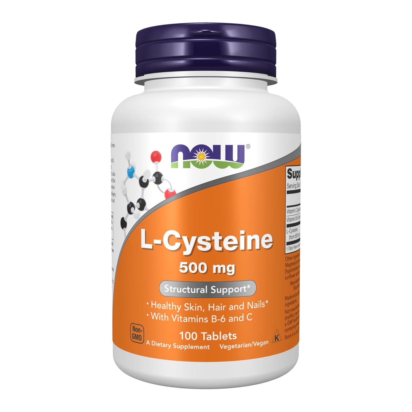 Pre-Order | Arrives in 5–10 Days – NOW Foods Supplements, L-Cysteine 500 mg with Vitamins B-6 and C, Structural Support*, 100 Tablets