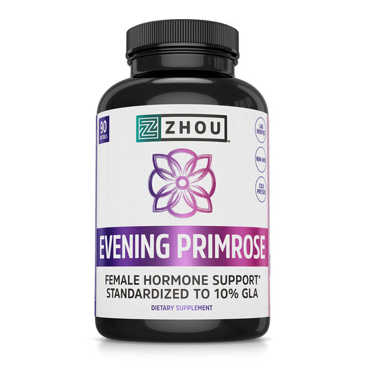 Pre-Order | Arrives in 5–10 Days – Zhou Evening Primrose - Everning Primrose Oil for Women, Primrose Oil Capsules with 1400 mg Per Softgel for Skin and Hormone Support, Standardized to 10% GLA - 90 Softgels