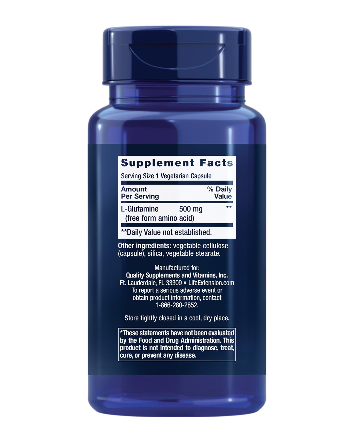 Pre-Order | Arrives in 5–10 Days – Life Extension L-Glutamine, 500 mg L-glutamine, Amino Acid, Supports Muscle Health and Immune Health, Gluten-Free, Non-GMO, 100 Vegetarian Capsules