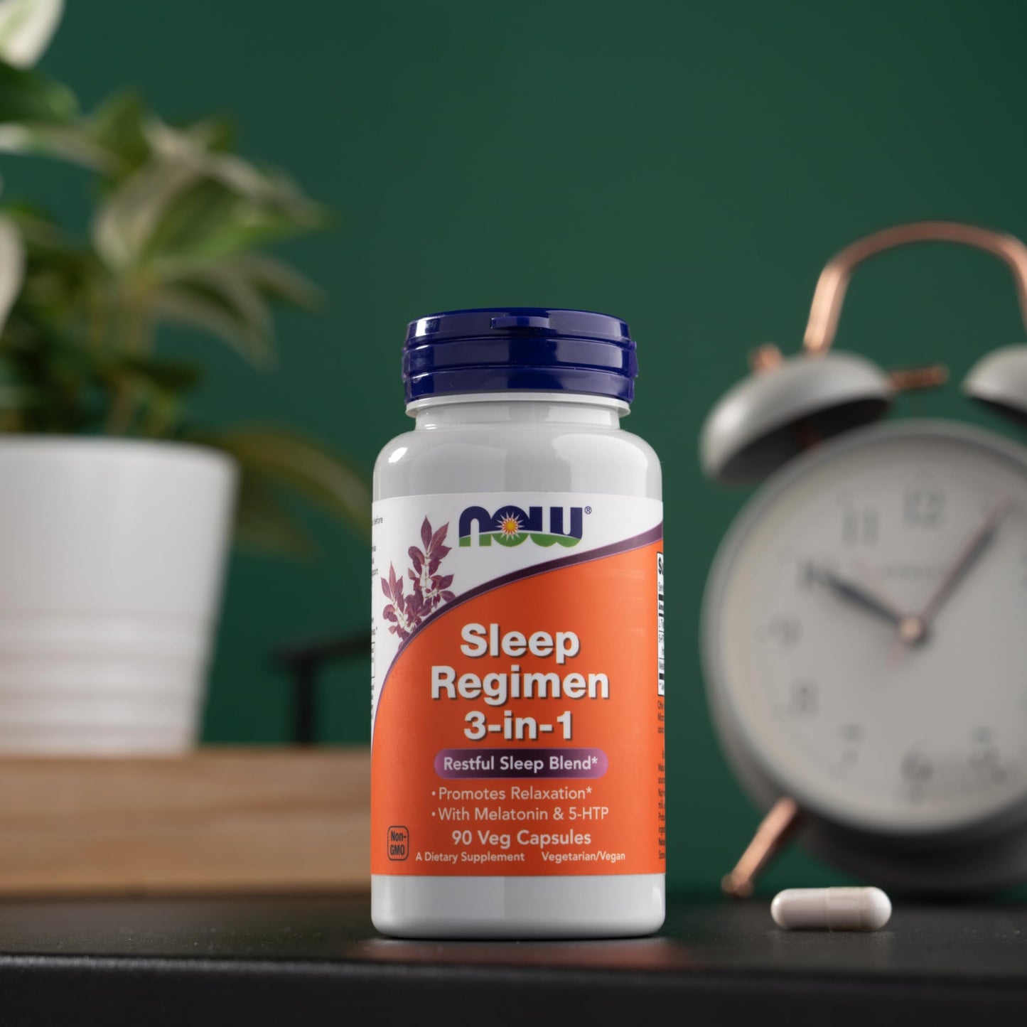 Pre-Order | Arrives in 5–10 Days – NOW Foods Supplements, Sleep Regimen 3-In-1, With Melatonin, 5-HTP and L-Theanine, Restful Sleep Blend*, 90 Veg Capsules