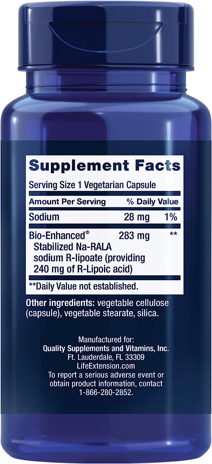 Pre-Order | Arrives in 5–10 Days – Life Extension Super R-Lipoic Acid 240 mg - Supports Cellular Energy - Supplement for Anti-Aging and Liver Health - Non-GMO, Gluten-Free - 60 Vegetarian Capsules