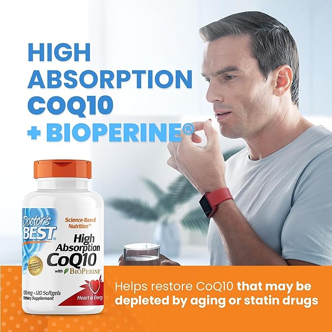 Pre-Order | Arrives in 5–10 Days – Doctor's Best High Absorption CoQ10 with BioPerine, Gluten Free, Naturally Fermented, Heart Health, Energy Production, 100 mg, 120 Count