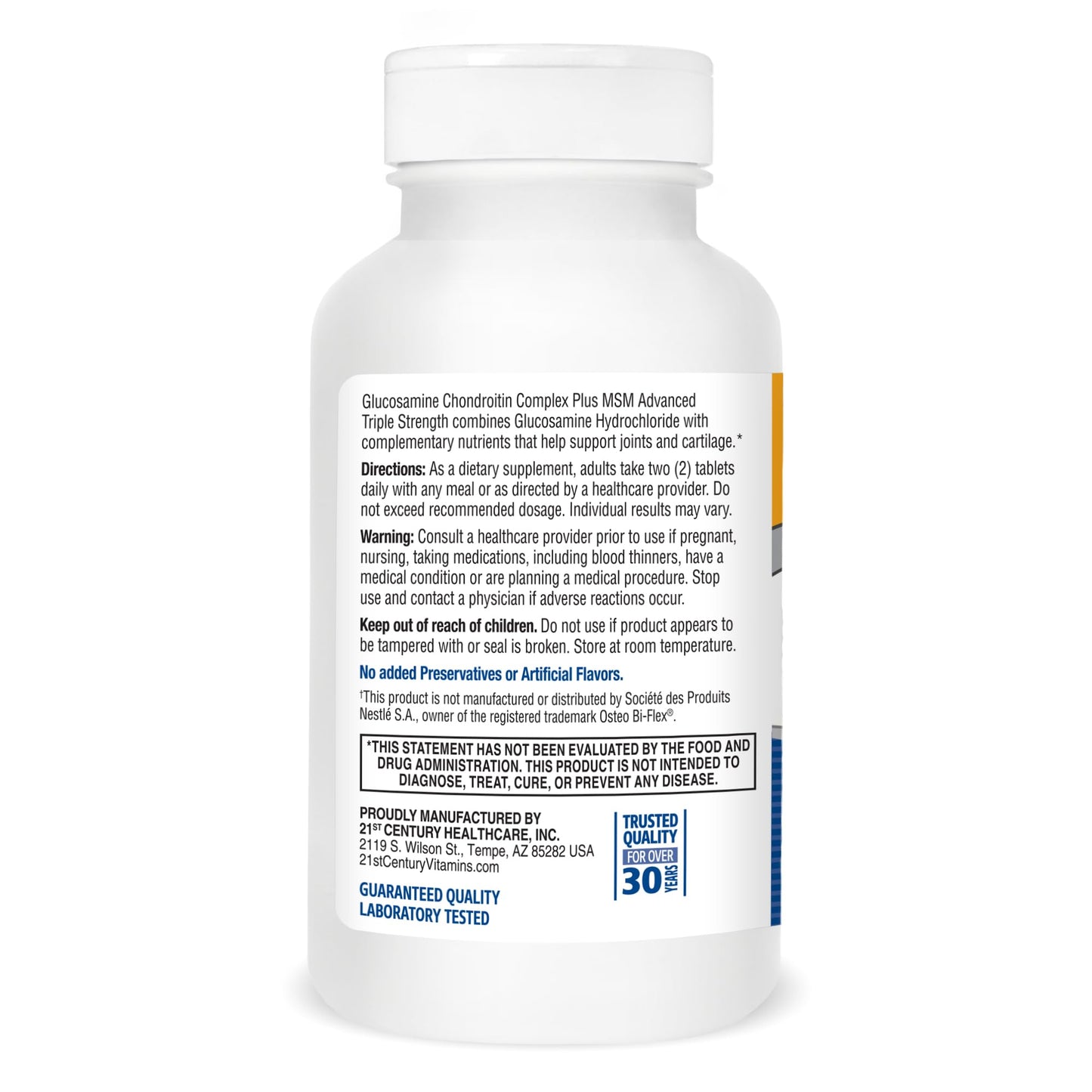 Pre-Order | Arrives in 5–10 Days – 21st Century Glucosamine Chondroitin Complex Plus MSM Advanced Triple Strength Tablets, 120 Count (27438)