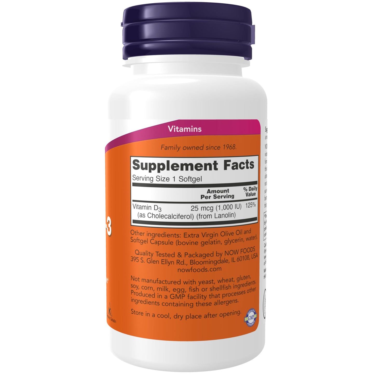 Pre-Order | Arrives in 5–10 Days – NOW Supplements, Vitamin D-3 1,000 IU, High Potency, Structural support*, 180 Softgels