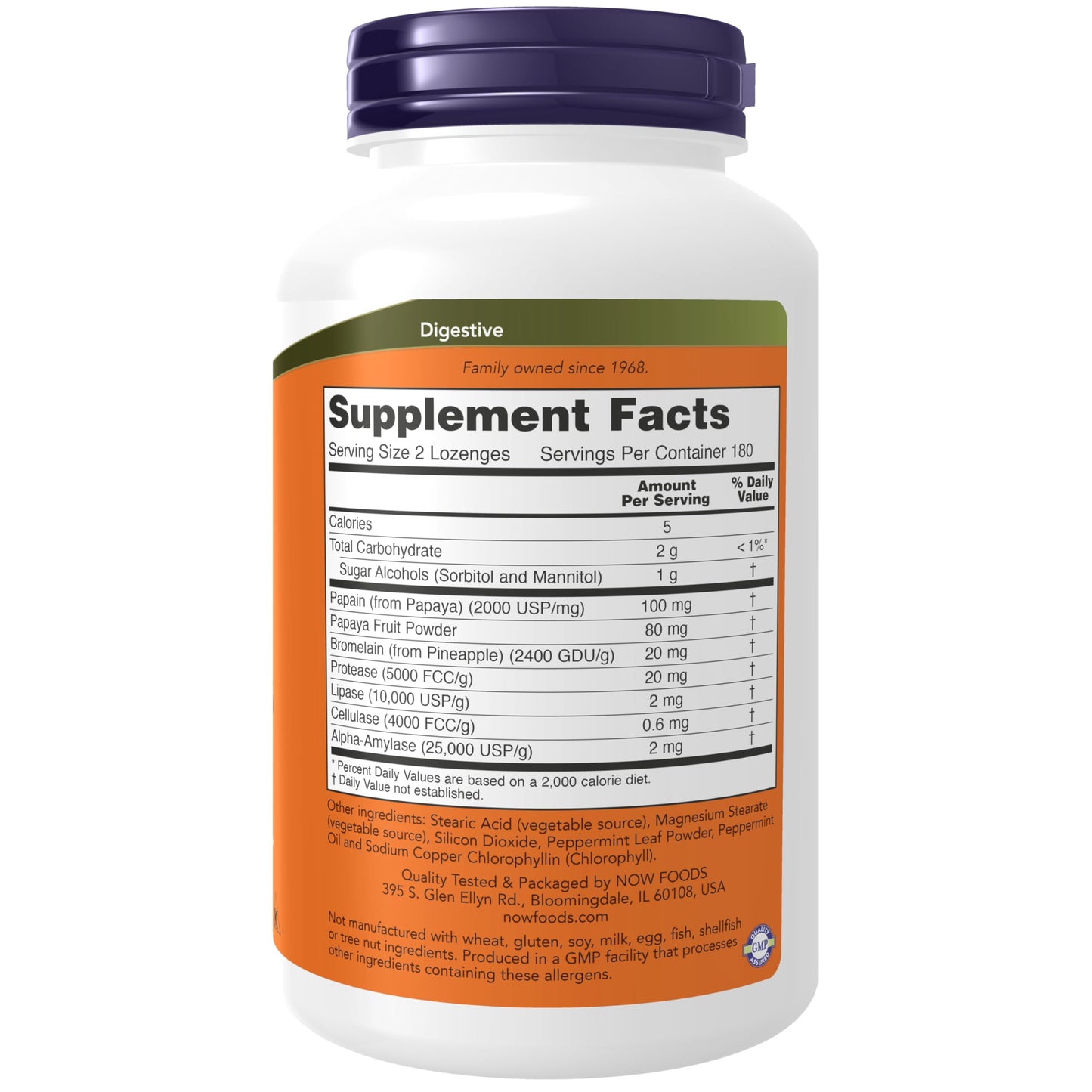 Pre-Order | Arrives in 5–10 Days – NOW Foods Supplements, Papaya Enzyme with Mint and Chlorophyll, Digestive Support*, 360 Chewable Lozenges