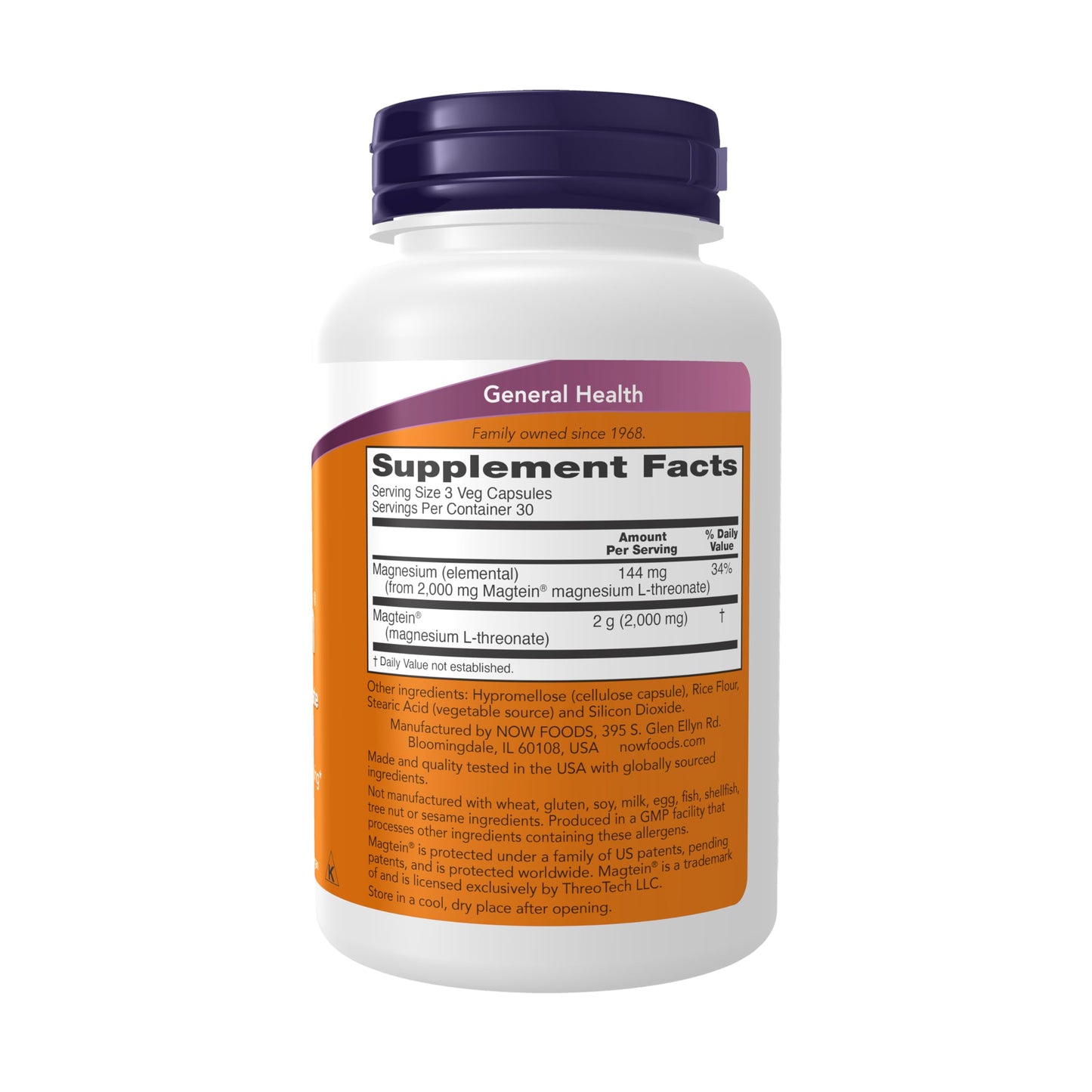 Pre-Order | Arrives in 5–10 Days – NOW Foods Supplements, Magtein™ with patented form of Magnesium (Mg), Cognitive Support*, 90 Veg Capsules