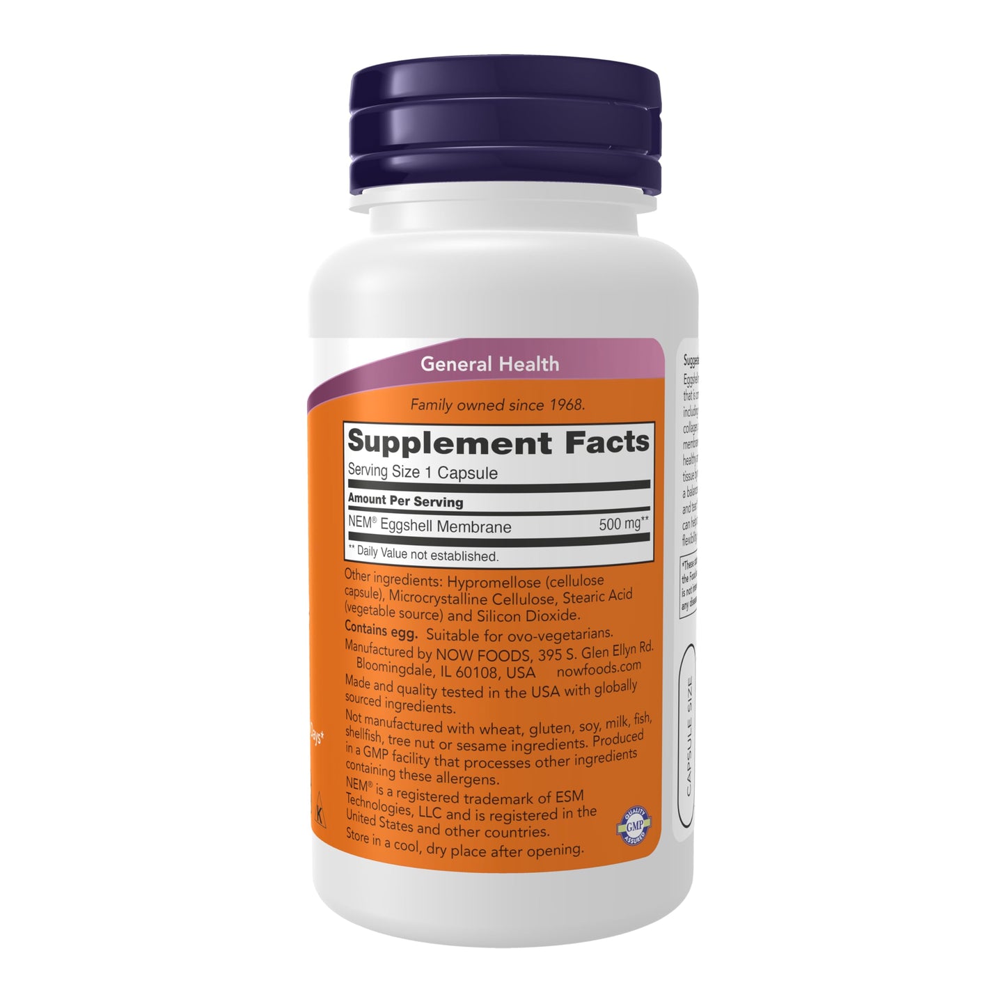 Pre-Order | Arrives in 5–10 Days – NOW Foods Supplements, Eggshell Membrane (A Unique Biological Matrix Composed of Major Joint Constituents) 500 mg, 60 Veg Capsules