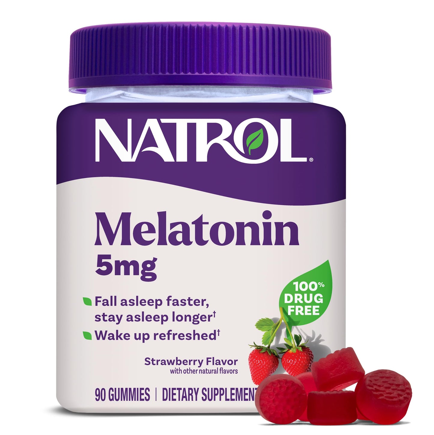 Pre-Order | Arrives in 5–10 Days – Natrol Melatonin Gummies, Sleep Support, 90 Strawberry-Flavored Adult Melatonin Gummies, 5 mg Sleep Aids for Adults