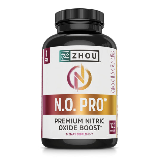 Pre-Order | Arrives in 5–10 Days – Zhou N.O. Pro - Premium Nitric Oxide Supplement for Men & Women, Heart, Muscle & Blood Support with Beet Root & L Arginine, Natural Nitric Oxide Booster - 120 Veggie Capsules