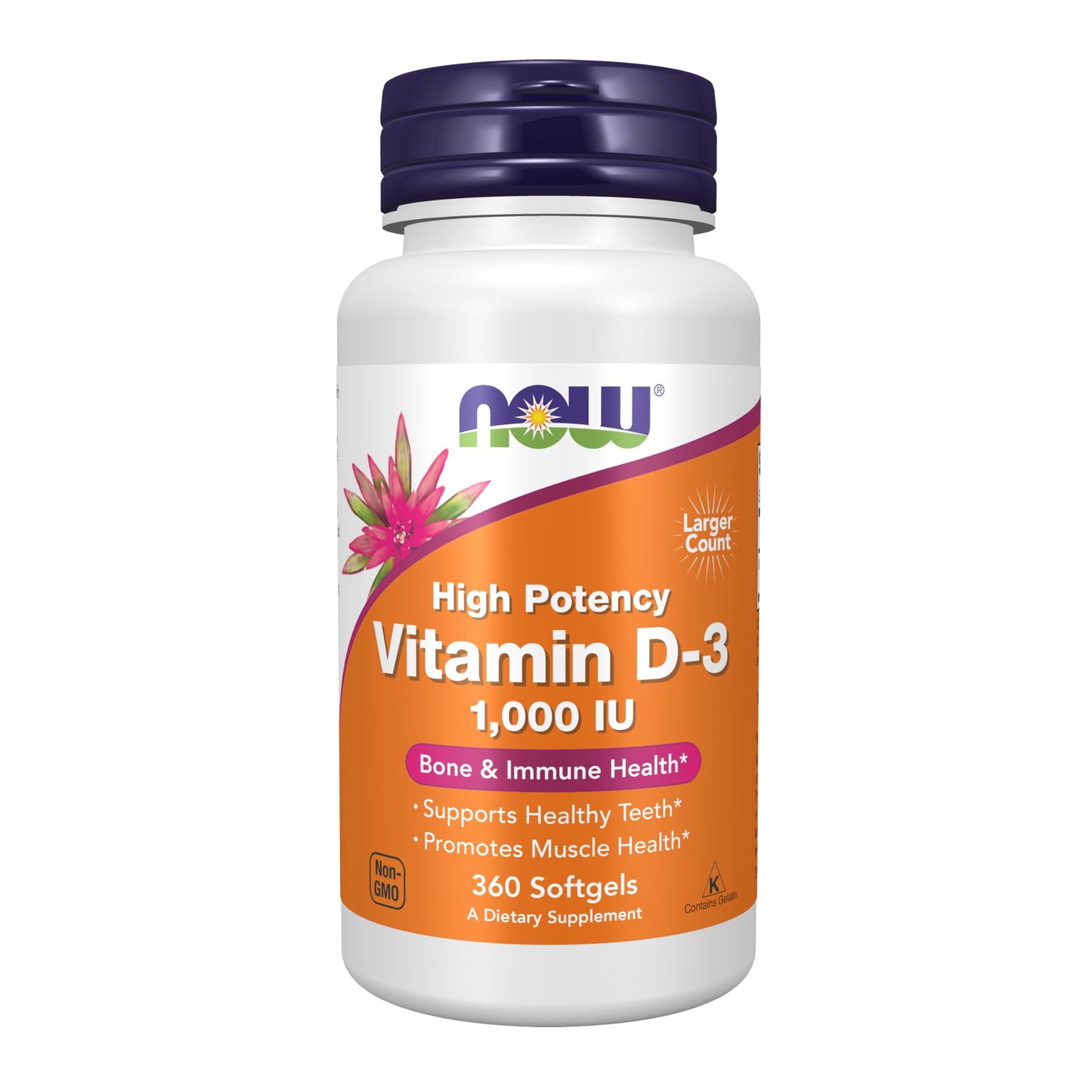 Pre-Order | Arrives in 5–10 Days – NOW Foods Supplements, Vitamin D-3 1,000 IU, High Potency, Structural Support*, 360 Softgels
