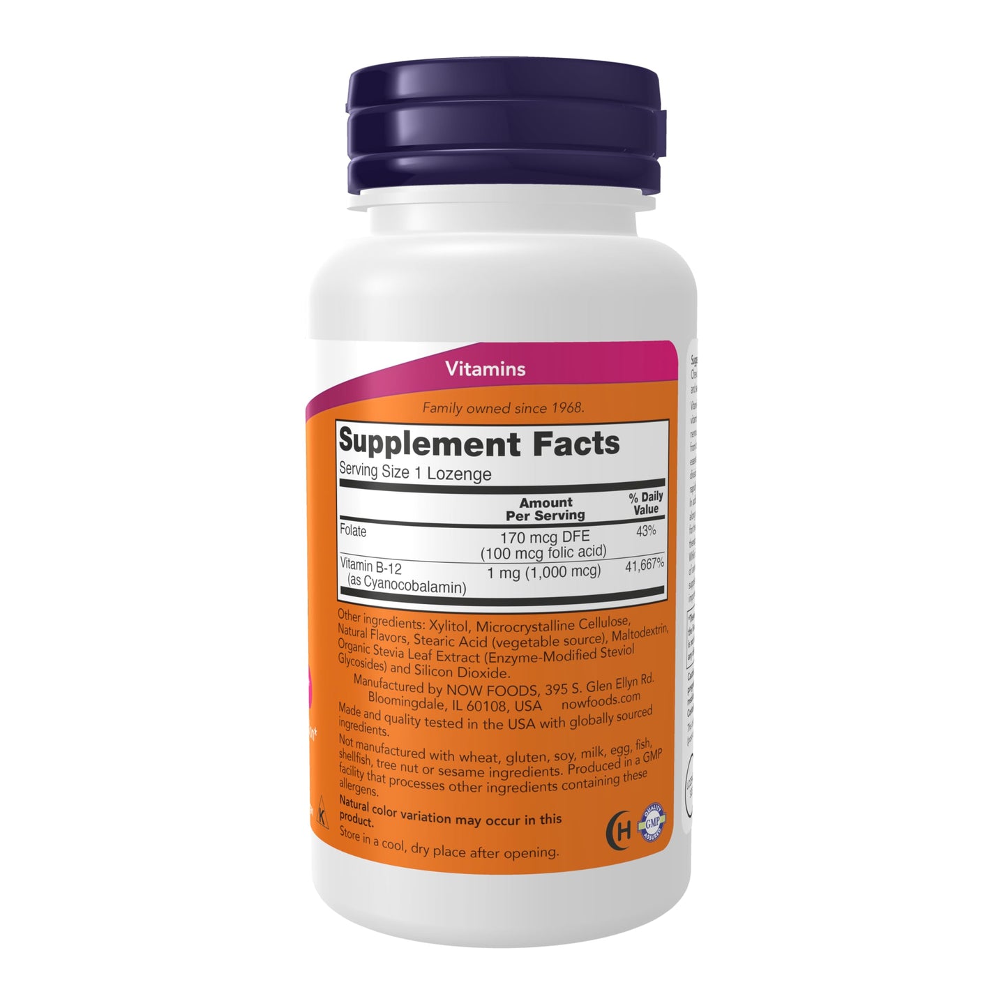 Pre-Order | Arrives in 5–10 Days – NOW Foods Supplements, Vitamin B-12 1,000 mcg with Folic Acid, Nervous System Health*, 250 Chewable Lozenges